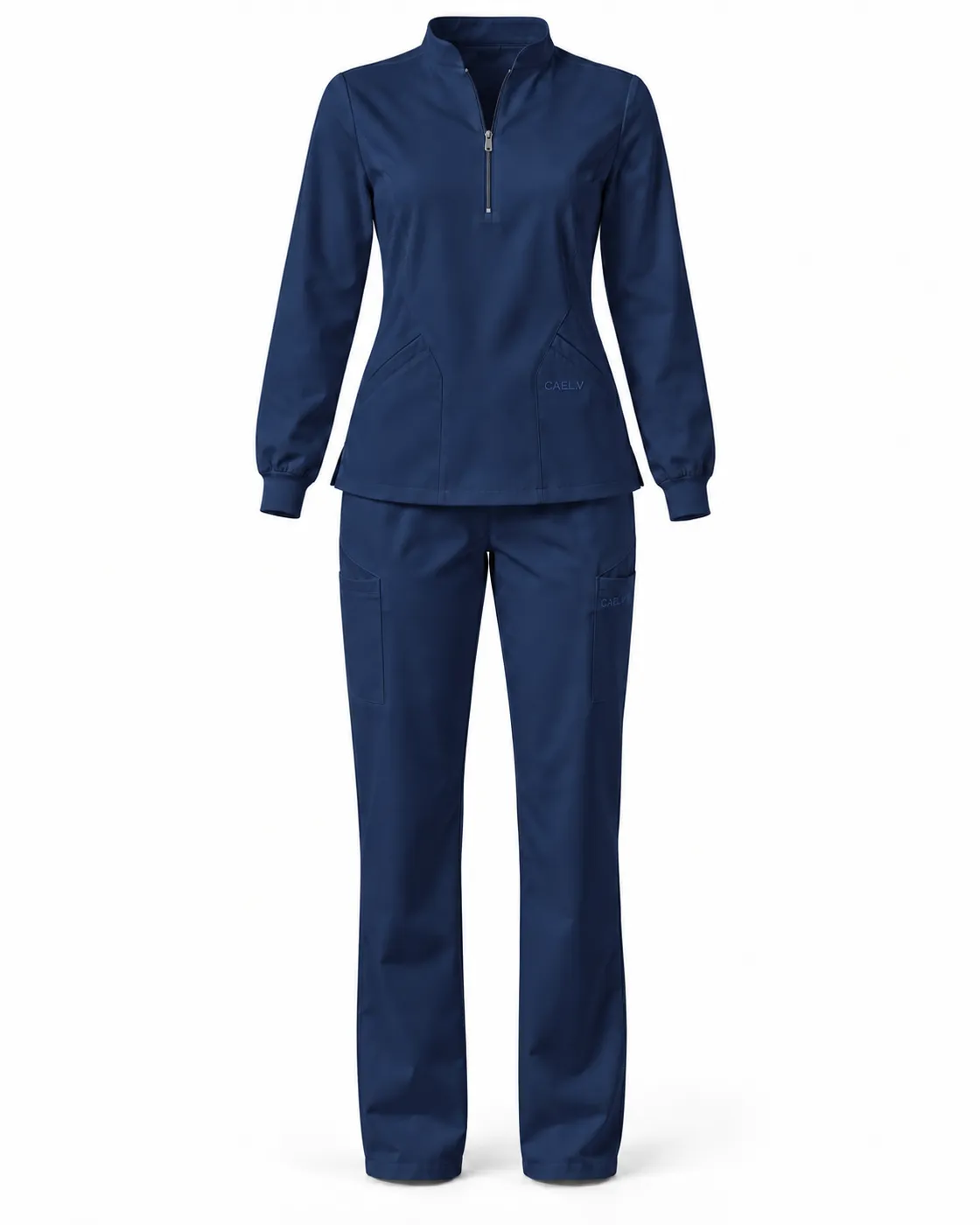 Long-Sleeve Straight Set — Front · Navy