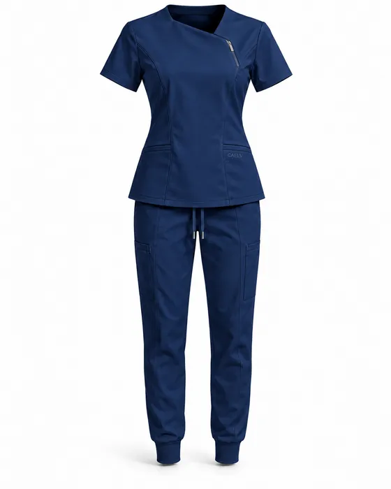 Asymmetric Zip Jogger Set, Navy