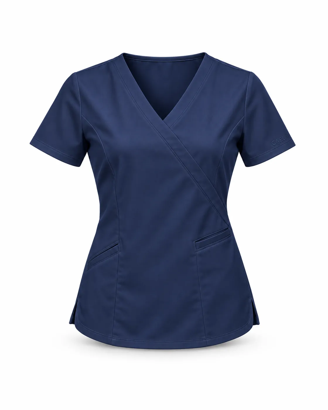 Faux Wrap Top — Front · Navy