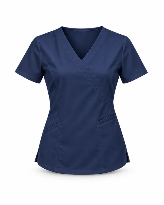 Faux Wrap Top, Navy