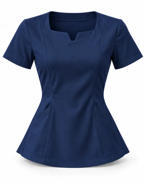 Tailored Peplum Top, Navy