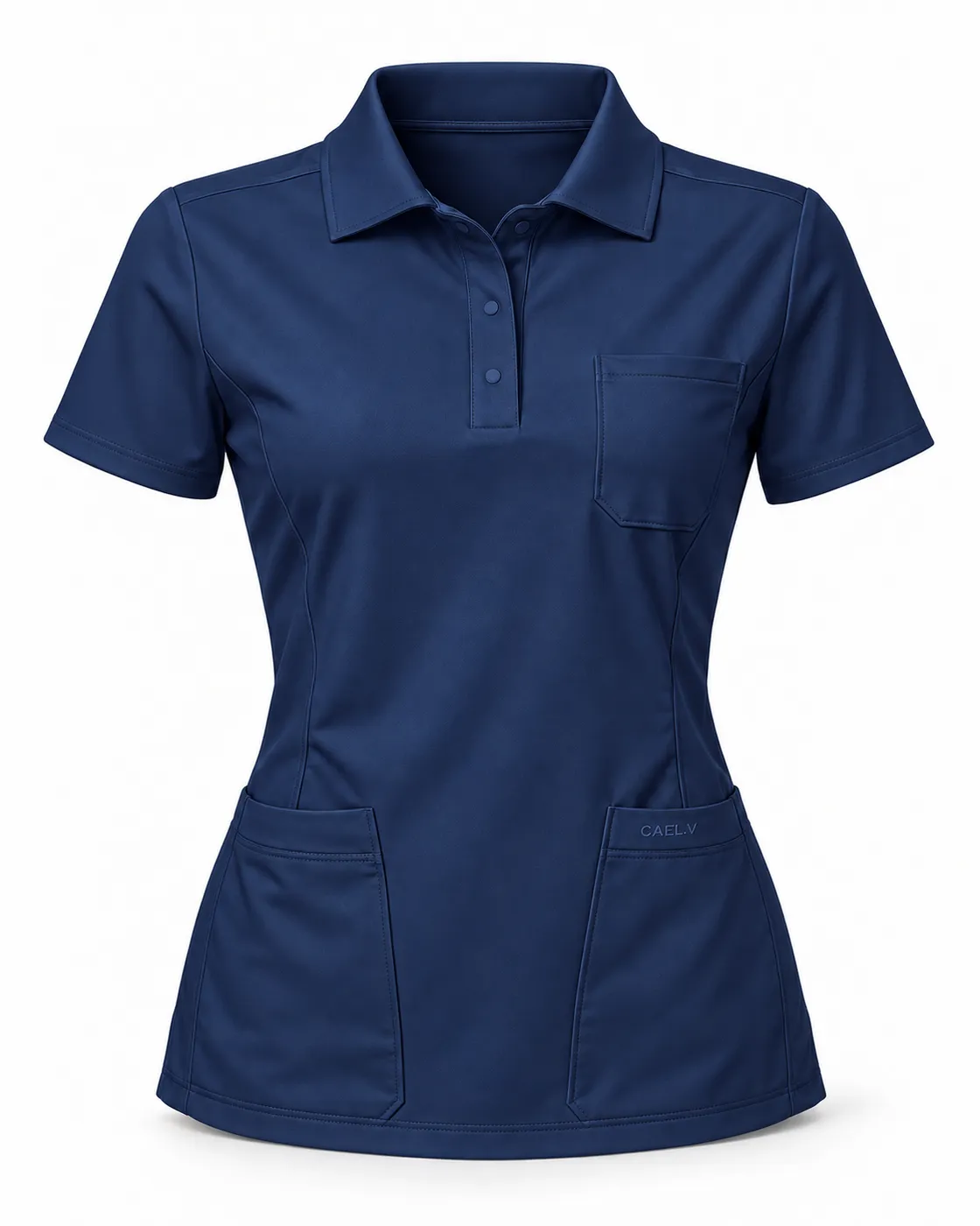 Modern Polo Top — Front · Navy