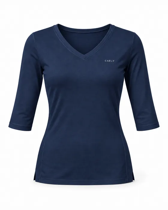 V-Neck 3/4-Sleeve Underscrub, Navy