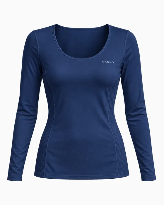 Scoop-Neck Underscrub, Navy