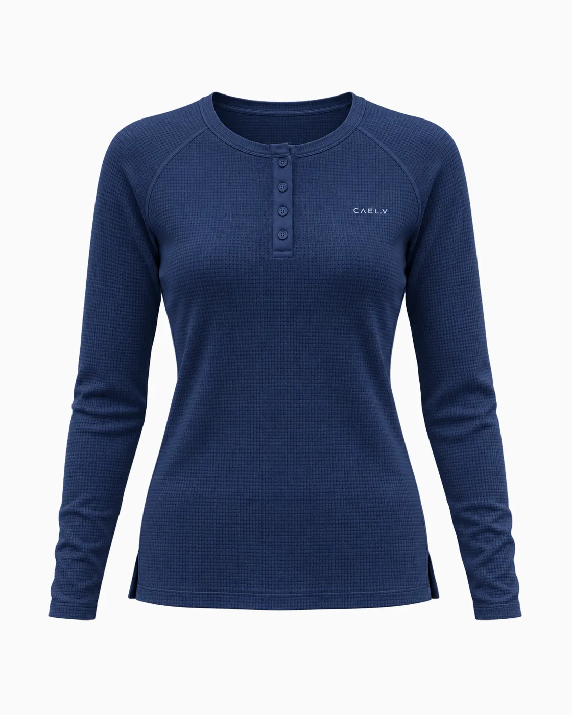 Henley Waffle Underscrub — Front · Navy